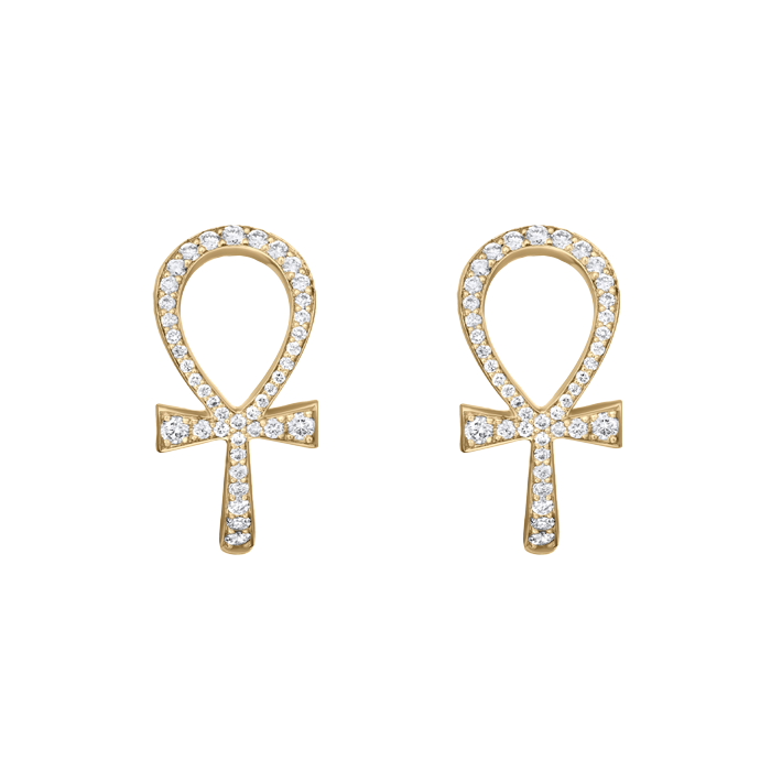 Ankh Jewelry Ankh Hoop Earrings The Diamond Ankh Hoop Earrings – Rasha Mansour
