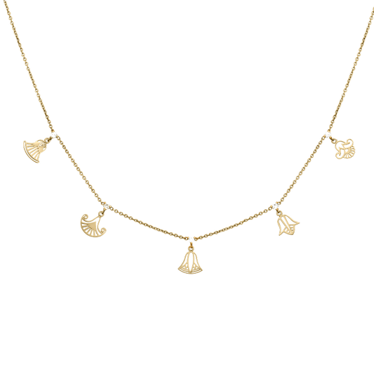 The Five Lotus Necklace with Diamonds