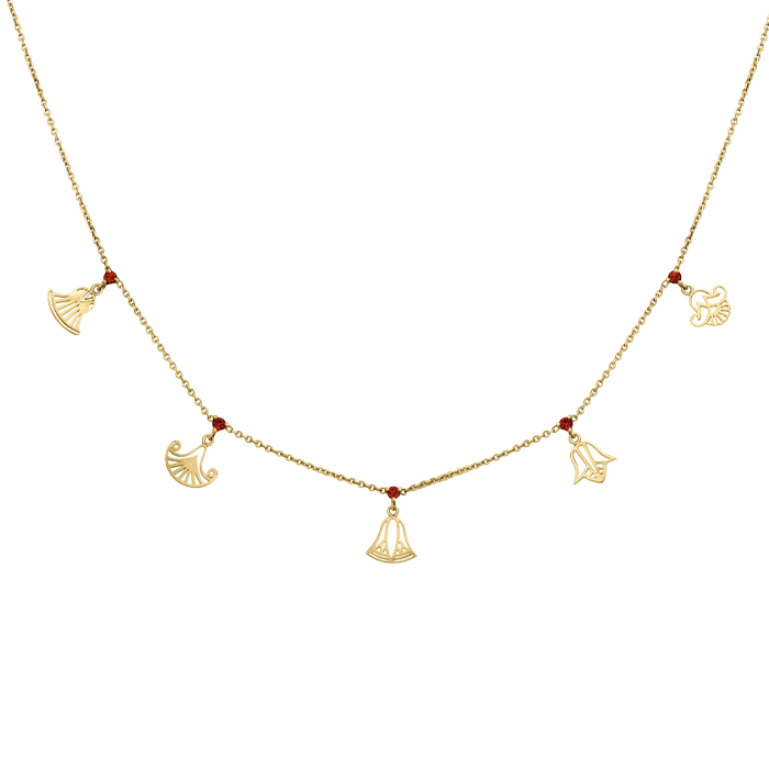 The Five Lotus Necklace with Diamonds