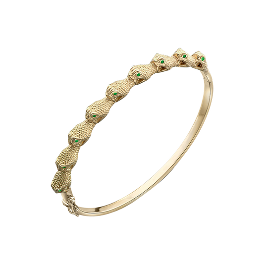 The Serpent Heads Bangle with Emeralds