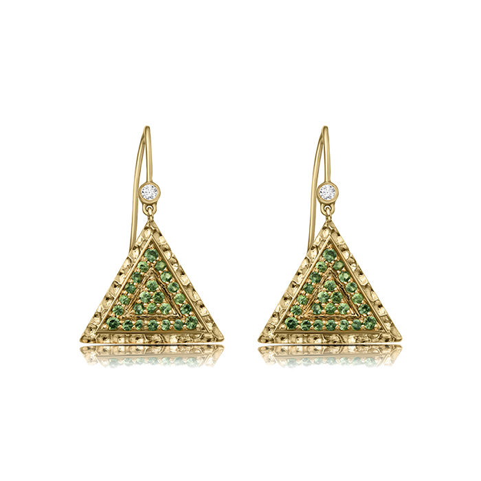 The Three Pyramid Garnet Earrings