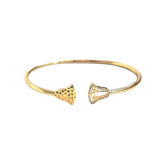 Twist Bangle with Lotus Diamond and Hammered Gold