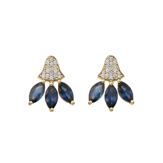 Three Petal Lotus Diamond Earrings