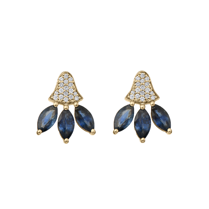 Three Petal Lotus Diamond Earrings