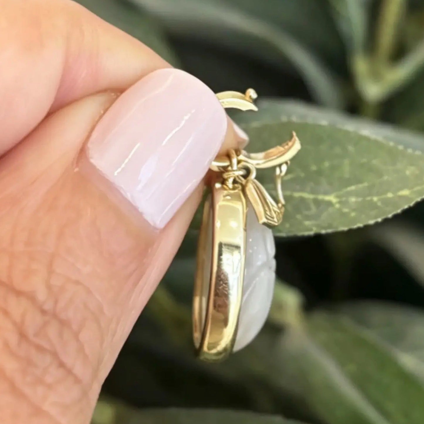 Moonstone Scarab and Lotus Charm