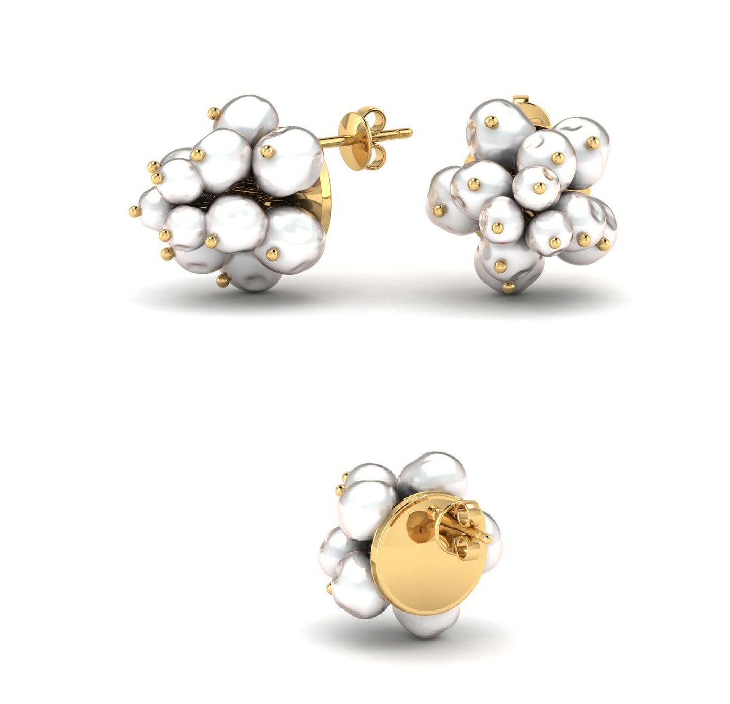 Pearl Cluster Flower Earrings