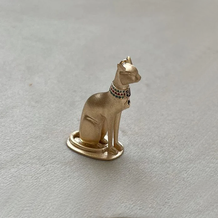 Bastet Pendant Solid Gold With Enamel