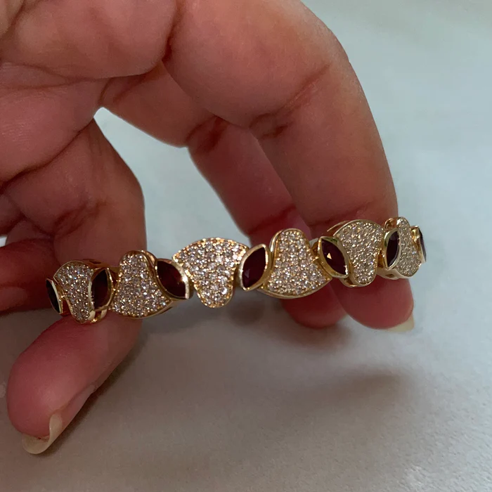 Diamonds and Precious Stones Lotus Bangle