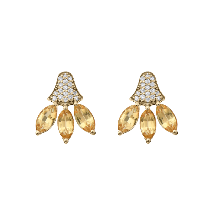 Three Petal Lotus Diamond Earrings