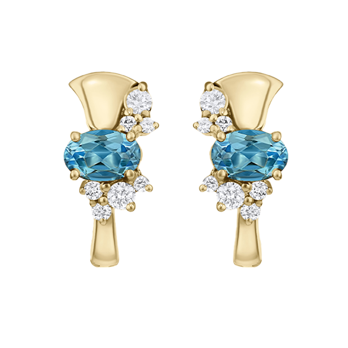 Diamond Cluster Stone Lotus Earrings