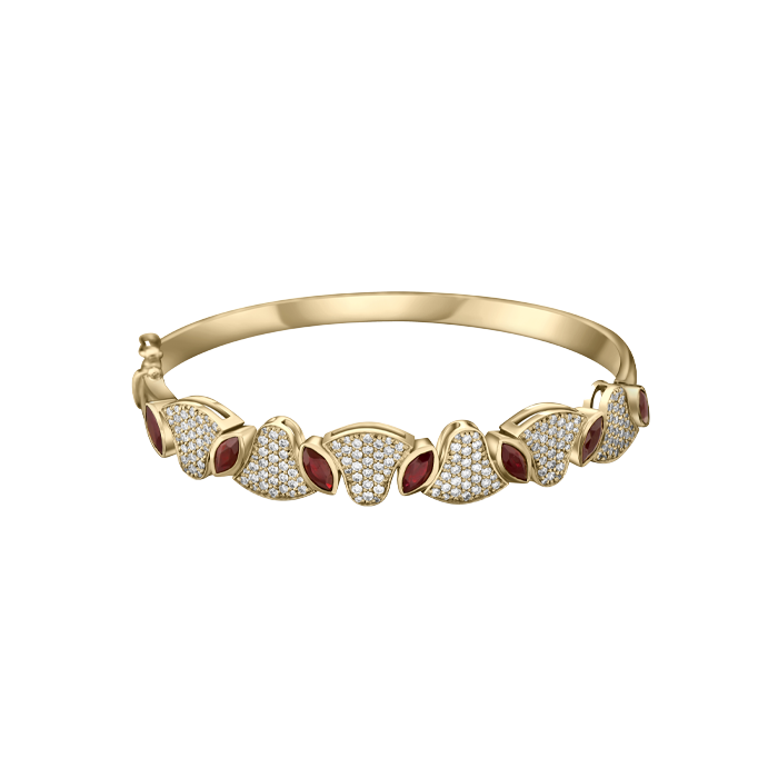 Diamonds and Precious Stones Lotus Bangle