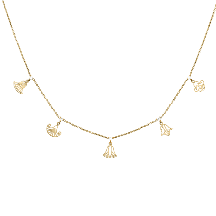 The Five Lotus Necklace with Diamonds