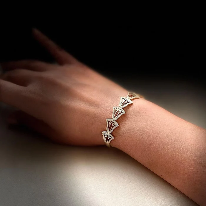 The Rebirth Lotus Bangle with Diamonds