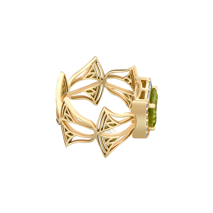 Rebirth Peridot with Diamond Baguette Ring