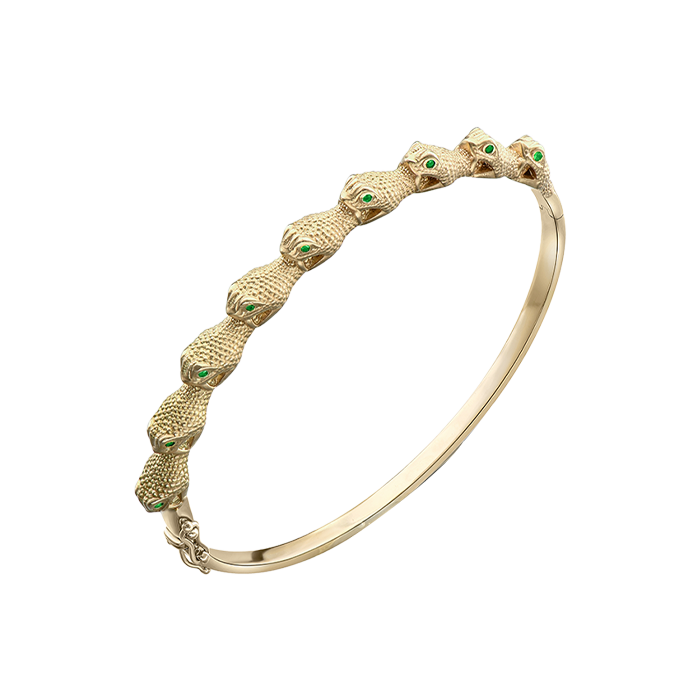 The Serpent Heads Bangle with Emeralds