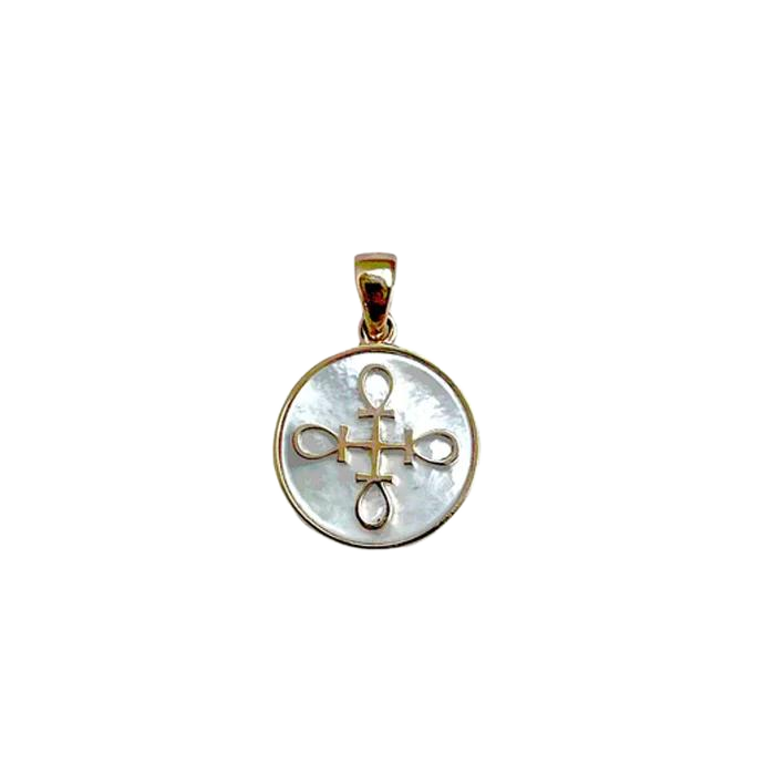 Four Ankh Mother of Pearl Pendant