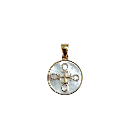Four Ankh Mother of Pearl Pendant