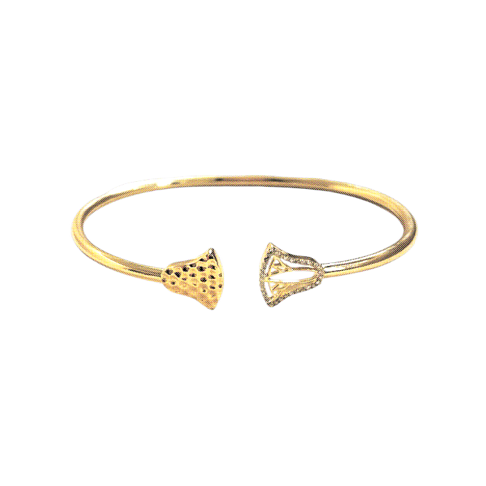 Twist Bangle with Lotus Diamond and Hammered Gold